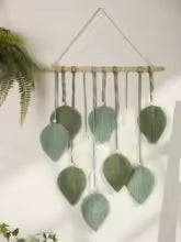 Leaf Macrame Wall Hanging Tapestry – Brown & Green Boho Home Decor for Living Room