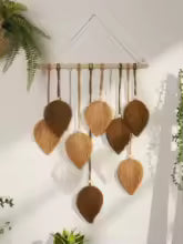 Leaf Macrame Wall Hanging Tapestry – Brown & Green Boho Home Decor for Living Room
