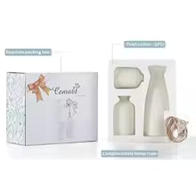 White Ceramic Vase Set of 3 – Modern Boho Farmhouse Decorative Flower Vases for Home Decor