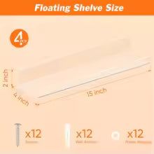 4 Pack Clear Floating Wall Shelves – 15" Acrylic Display Organizer for Bathroom, Bedroom & Living Room