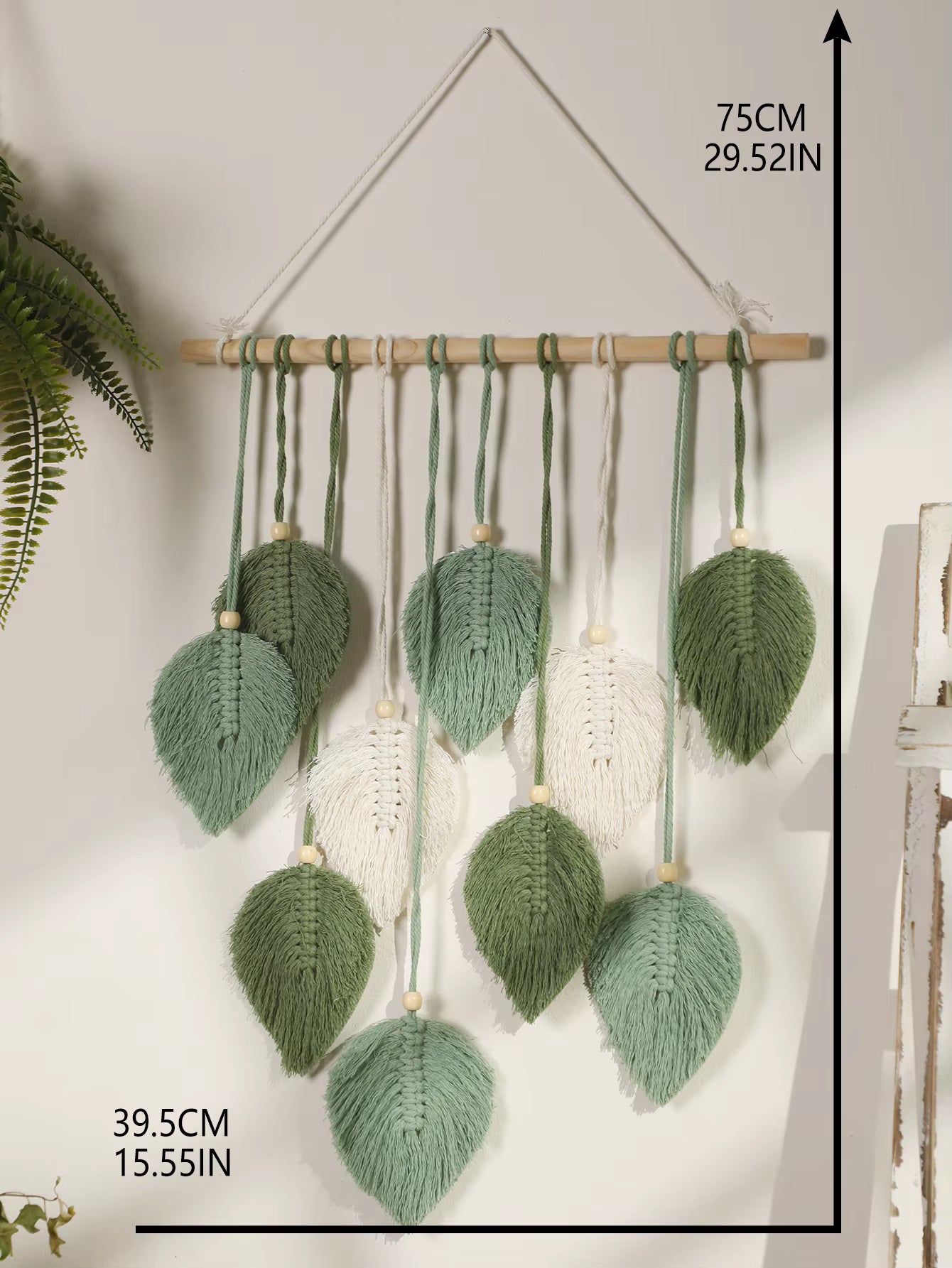 Leaf Macrame Wall Hanging Tapestry – Brown & Green Boho Home Decor for Living Room