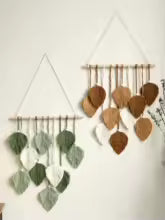 Leaf Macrame Wall Hanging Tapestry – Brown & Green Boho Home Decor for Living Room