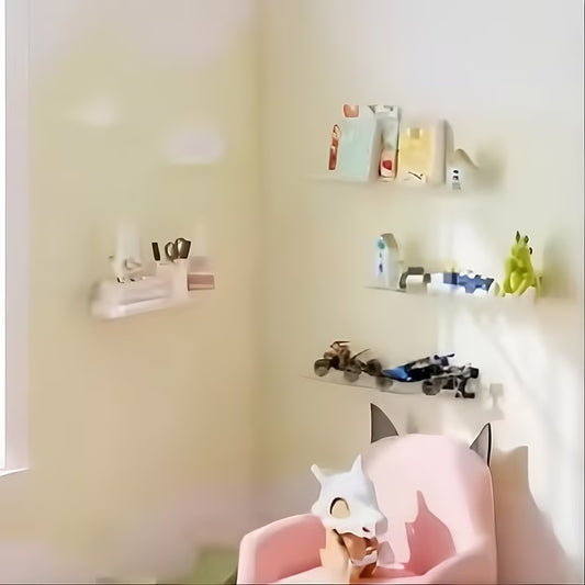 4 Pack Clear Floating Wall Shelves – 15" Acrylic Display Organizer for Bathroom, Bedroom & Living Room